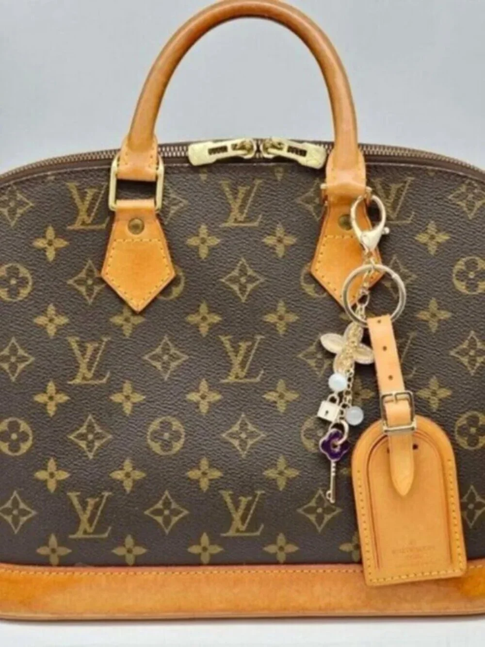 Authentic Louis Vuitton Luggage Tag with Unbranded Keycharm, Keychain